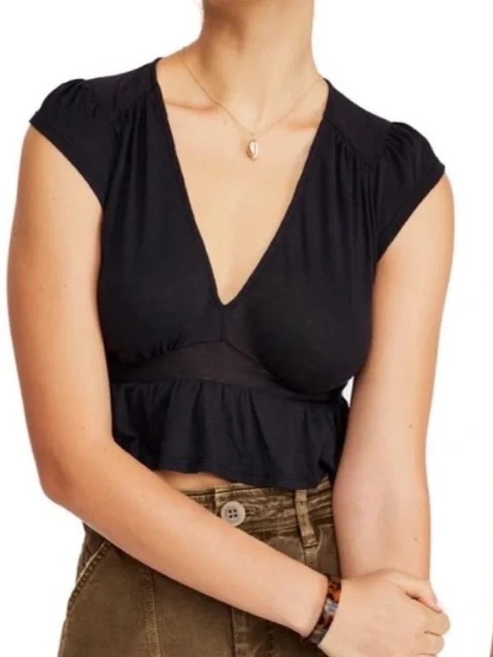 Free People V-Neck Peplum Top
